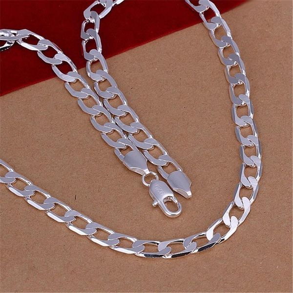 

mens 8mm flat nice noble women men chain charm silver color gift necklace fashion jewelry n034 h bbyvwh