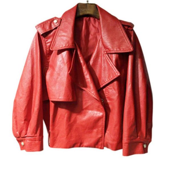 

spring autumn 2021 women pu leather jacket coat women slim with belt short faux leather coat female casual streetwear outerwear, Black