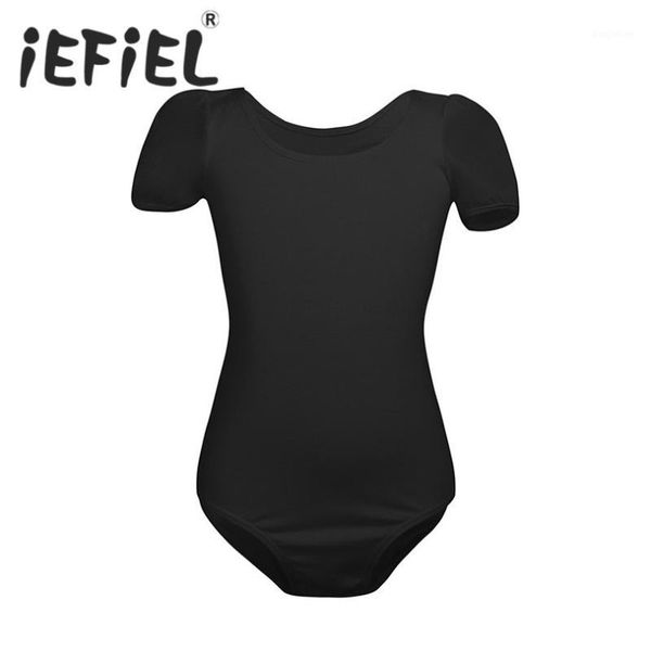 

iefiel kids children girls short sleeves cutout back ballet dance gymnastics leotard tutu dress ballet stage performance clothes1, Black;red