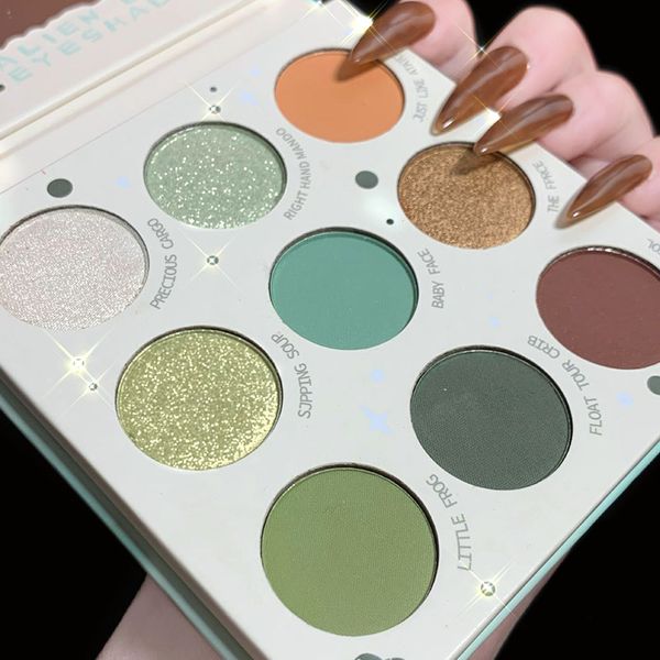 

nine color eye palette glitter makeup shadow factory direct pearl green style color brighten the whole eyes cute alien sparking