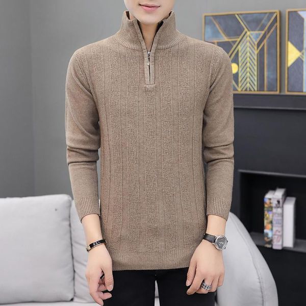 

brand men's sweaters korean autumn winter warm cashmere wool pullover half zipper sweaters man casual knitwear plus size xxxl, White;black