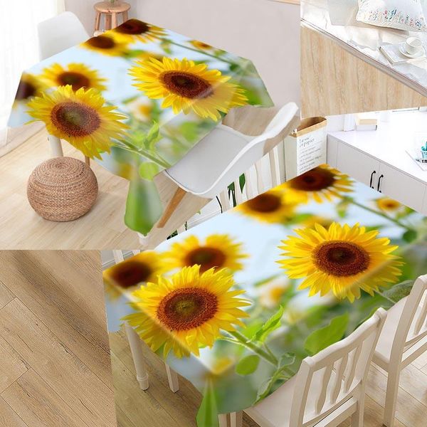 

custom sunflower tablecloth rectangular waterproof dustproof for kitchen home decoration table cover