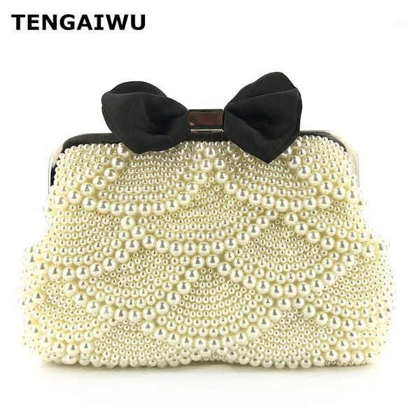 

women evening bag pearl beaded day clutches purses wedding bridal handbag with chain bolsas femininas1