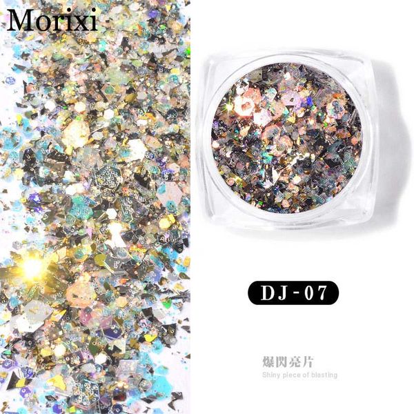 

nail glitter art flakes 12 colors rainbow powder change color under sunlight polish decoration sequins mz061, Silver;gold