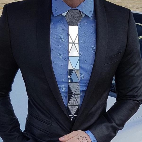 

15 styles silver hexagon ties stylish men skinny neckties 6cm luxury men gift box formal dress wedding accessory unique design, Blue;purple