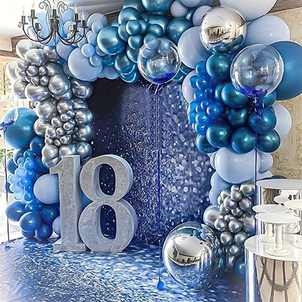 1 takım Mavi Okyanus Lateks Balonlar Doğum Günü Dekorasyon Düzenleme Balon Zincir Seti Festival Malzemeleri