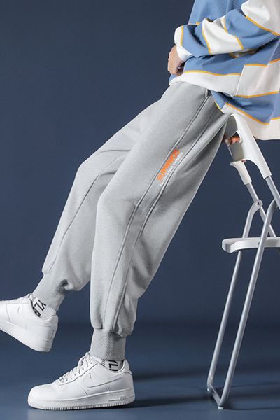 

autumn and winter 2020 new men's color large size plush casual with drawstring loose sports pants, Black