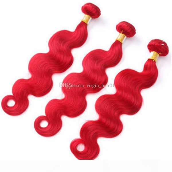 

red body wave human hair weave peruvian virgin hair bundles #red hair extensions no tangle no shed 8a grade, Black;brown