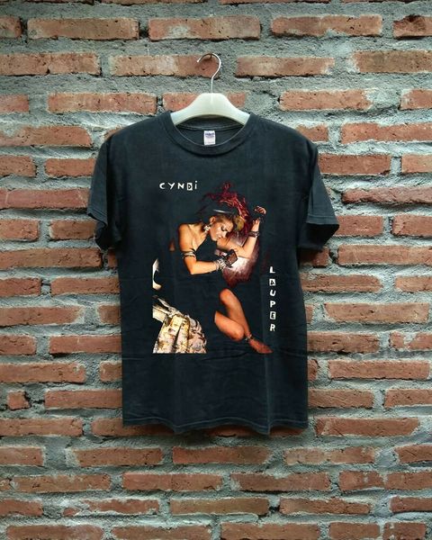 

vtg cyndi lauper 1984 u.s t shirt black reprint limmited edition usasz men t shirt women tee sport hooded sweatshirt hoodie