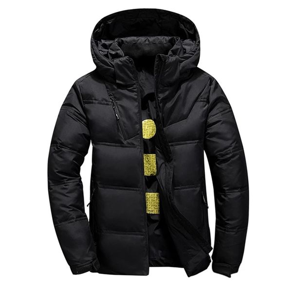 Aksr homens inverno para baixo jaqueta casaco branco pato descendo jaquetas com um capô espesso térmico quente outwear jaqueta inchada doudoune homme 201201