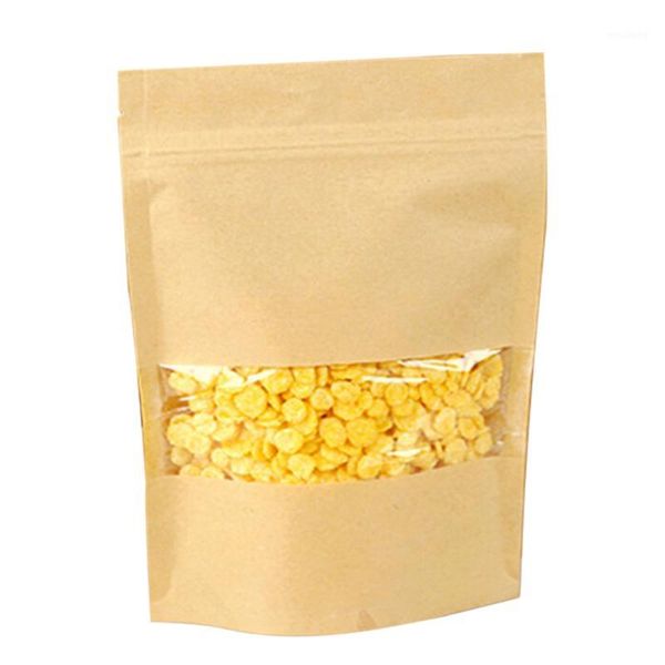 

gift wrap 50pcs package practical paper bag shopping boutique recyclable pouch party stand storage clear window1