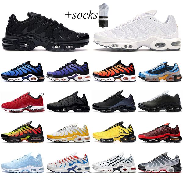 

tn running shoes for men women triple black white hyper blue frequency pack unite totale chaussures outdoor sports sneaker mens trainer, White;red