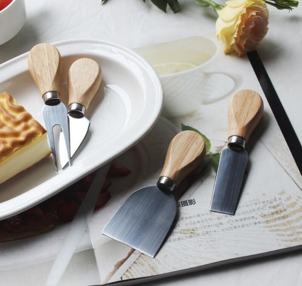 

cheese knife set oak handle knife fork shovel kit graters baking cheese pizza slice bbyqcg packing2010