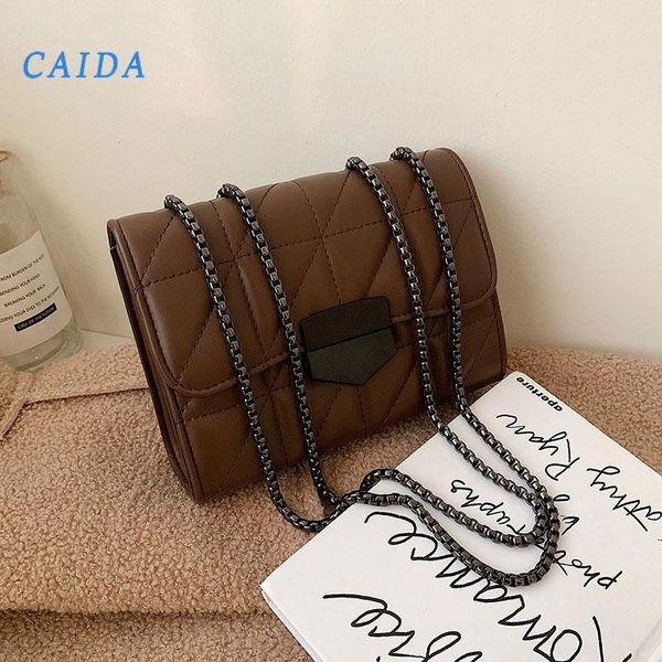 

caida european fashion square bag for women lock chain shoulder messenger bags 2020 new pu leather handbag dropship