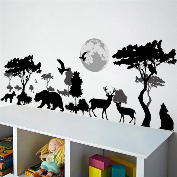 

jungle wild tree elephant bear 30*90cm wall stickers home decor living room animals wall decals pvc mural art diy poster