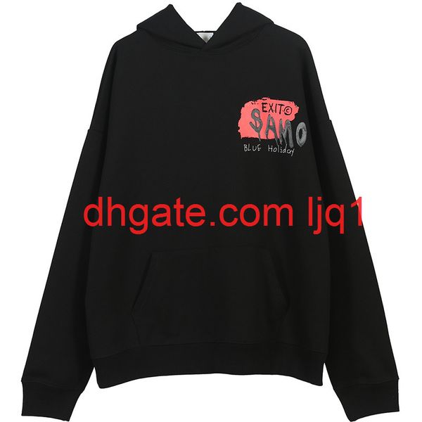 

wxwovdy american fashion brand men's and women's plush loose sweater bf ugly duckling graffiti theme national fashion hoodie, Black