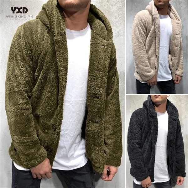 

men's clothing loose hoodie man cardigan sweater mens thick warm fluff cardigans knitted sweaters mans clothes coat jacket k pop 201210, White;black