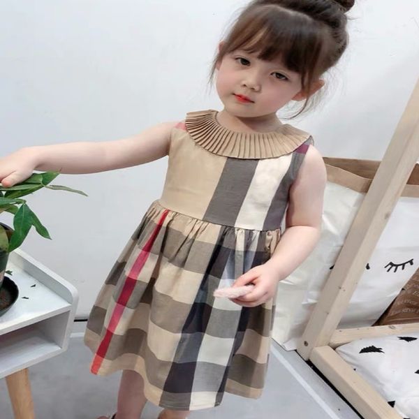 

new 2021 kids clothes designer girls fashion dresses summer baby girls plaid striped newborn girls summer dress children princess baby dress, Red;yellow