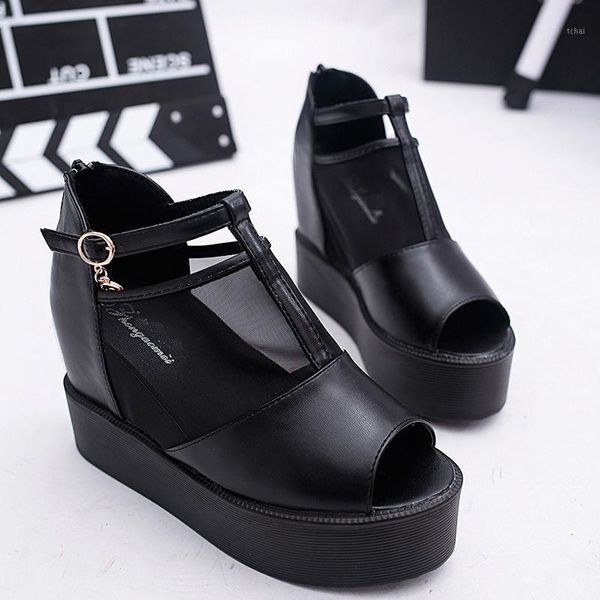 

sandals 2021 woman platform wedges high heels ladies creepers shoes gladiator summer zapatos de mujer1, Black