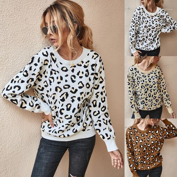 

2020 autumn leopard print knitwear sweaters women long sleeve pullovers ladies backless cl;othes1, White;black