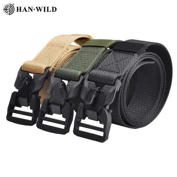 

genuine tactical belt hard abs quick release magnetic buckle soft real nylon sports waist support 135cm kg-152, Black;gray