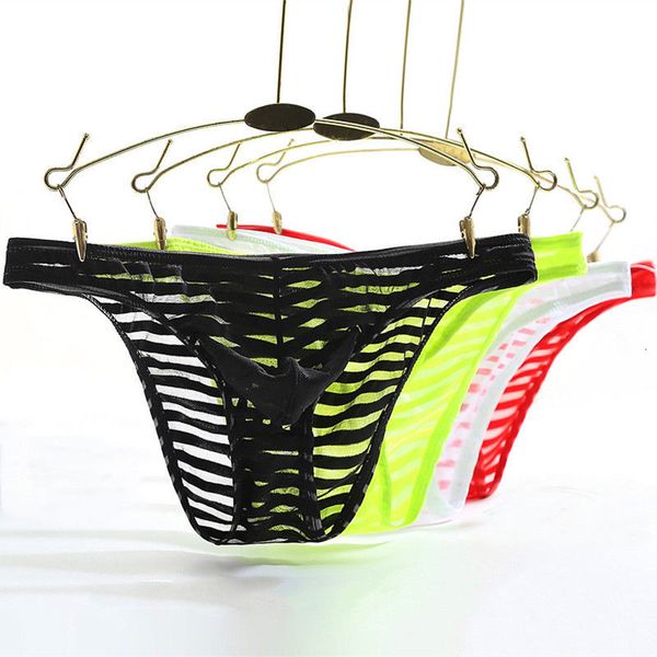 

smooth men's briefs underwear striped casual under for 4 colors, Black;white