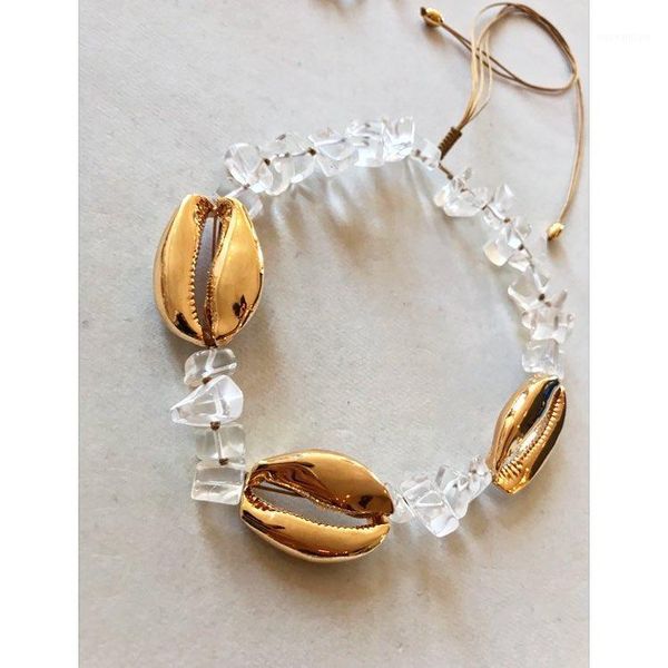 

boho natural gold shell necklace handmade friendship mega puka crystal necklace kolye collier femme bohemian choker1, Golden;silver