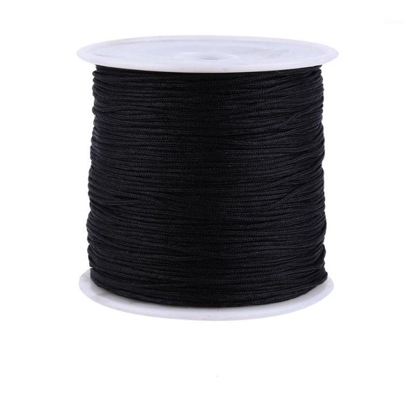 

100m x 0.8mm nylon chinese knot cord rattail macrame shamballa thread string black/red1, Black;white