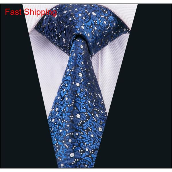 

classic silk mens neck ties blue men ties floral tie sets tie hankerchief cufflinks jacquard woven meeting busi qylwbo beauty888, Black;blue