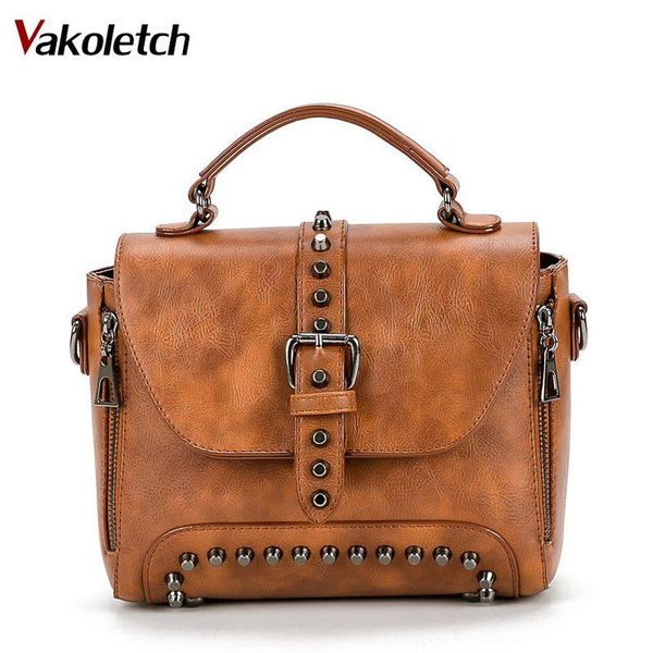 

2020 vintage кожаных сумок сумки женщина rivet малого плеча sac crossbody сумка для женщин посланника kl338