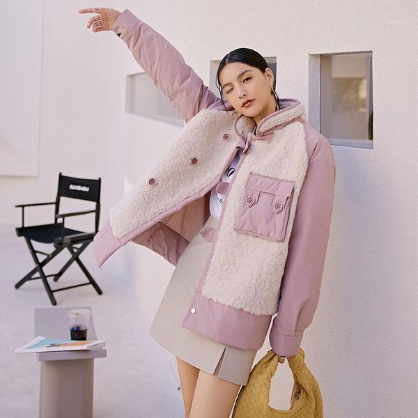 

2020 winter new age-reducing granular velvet coat wild temperament stitching lamb wool stand-up collar ladies jacket1, Black