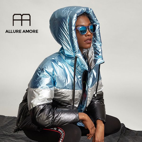 

allure amore new coat women's large size loose thick warm down jacket white duck down 2020 models, Black