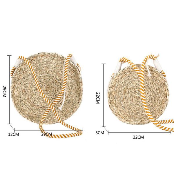 

bohemian open straw bags for women circle beach handbags summer rattan shoulder bags handmade knitted travel bag 2020 new #40