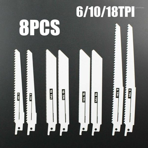 

8pcs 6/10/18tpi recip saw blades wood metal incision sabre reciprocating hacksaw 150mm/195mm1