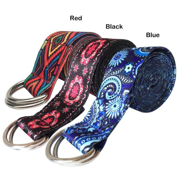 

d-ring belts yoga strap fitness rope colored printed adjustable yoga belt stretch belt washable sport stretch strap props
