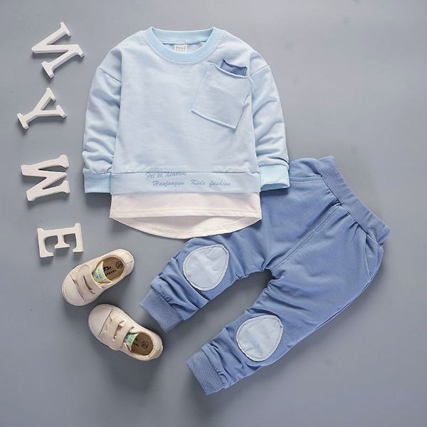

autumn children boy girl clothes baby long sleeve t-shirt pants suits kids clothing sets toddler tracksuits 1 2 3 4 5 years lj201203, White