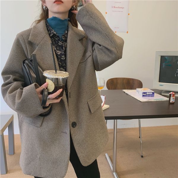 

kong3 classic korean plaid suit, White;black