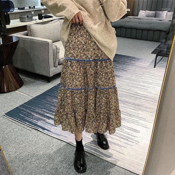 

alien kitty 2020 japanese sweet velvet lace floral ruffles high waist elegant slender streetwear office lady skirts1, Black