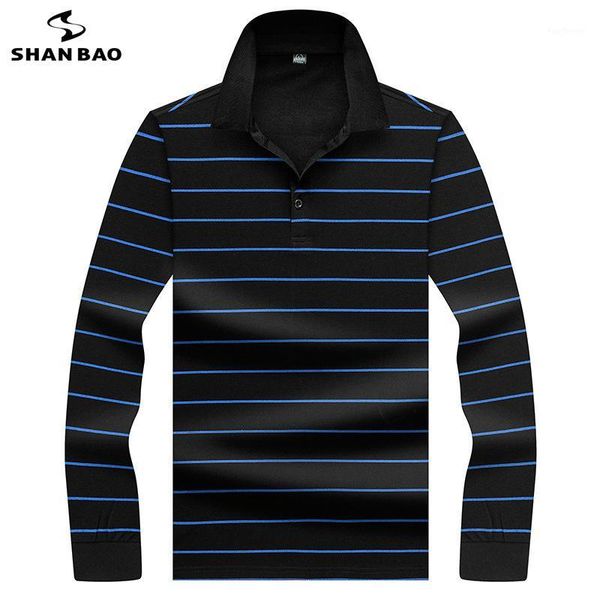 

shanbao brand clothing men's casual striped long-sleeved shirt 2020 autumn new high-quality cotton business fashion1, White;black