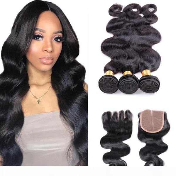 

brazilian body wave human weave hair bundles with closures natural black 4 bundles with 1 closure human hair extensions for wholesale