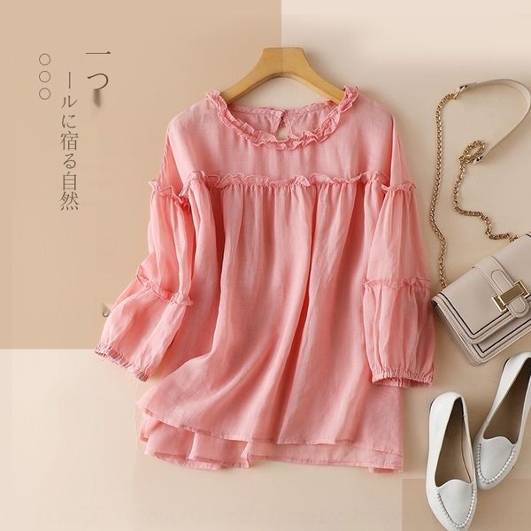 

qxea0 2250 design sense korean ramie tshirt small shirt ramie and women's casual loose fashion thin cotton style t-shirt h76qz, White