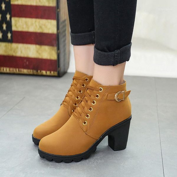

boots plus size 35-42 winter casual women pumps warm ankle waterproof high heels snow shoes botas patent muje1, Black
