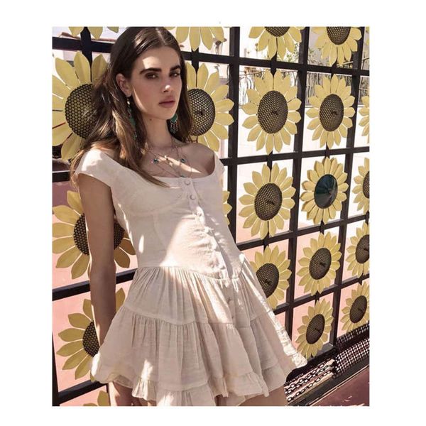 

girl summer wind new product drop sunshine feeling linen butterfly skirt show thin dress #nira010 ni, Black;gray