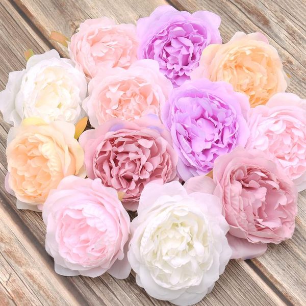 

30pcs/lot 10cm large artificial white peony rose silk flower heads diy wedding decoration wreath scrapbooking craft fake bbymjf