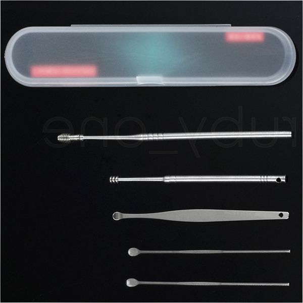 

5 pcs/set pick spoon ear wax removal cleaner ear care beauty tools multifunction portable ear pick beauty tool kit with box