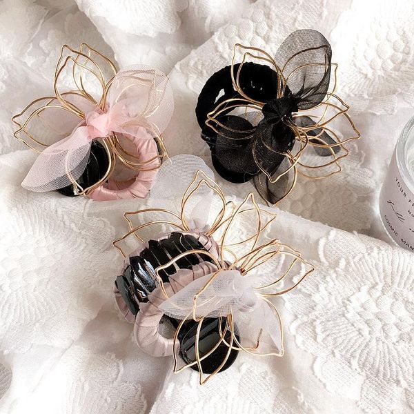 

2020 new fashion women hair simple korean style twine yarn flowers bow big grab hair clips for girl accessories