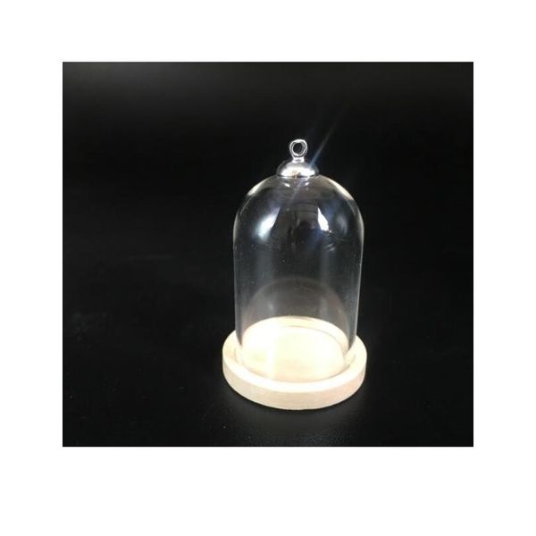 

50sets/lot 38*25mm tube glass globe bottle wood base beads cap set glass vial cover dome glass bottle jar cut jllhdp, Black