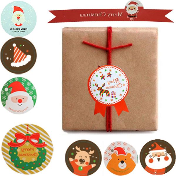 

5 sheets decorative santa claus gift sticker self-adhesive sealing stickers christmas tags diy wrapping package labelnew