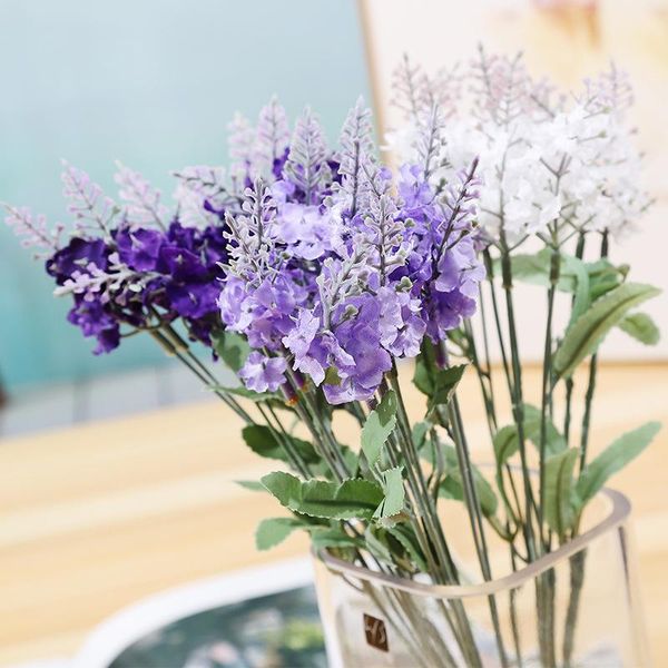 

10 heads lavender artificial flowers wedding bridal bouquet party home living room decorative flowers bouquets of green plants