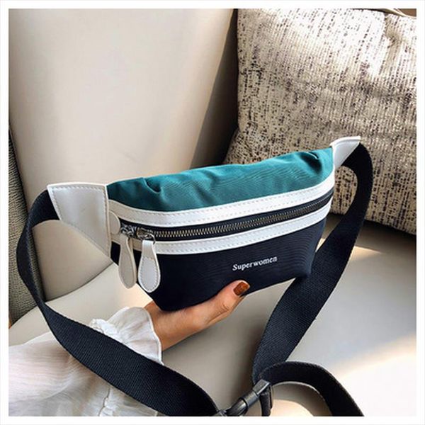 

waist bag women 2019 new canvas leisure panelled fanny pack for girls letter bum bag packs fashion chest crossbody bag belt